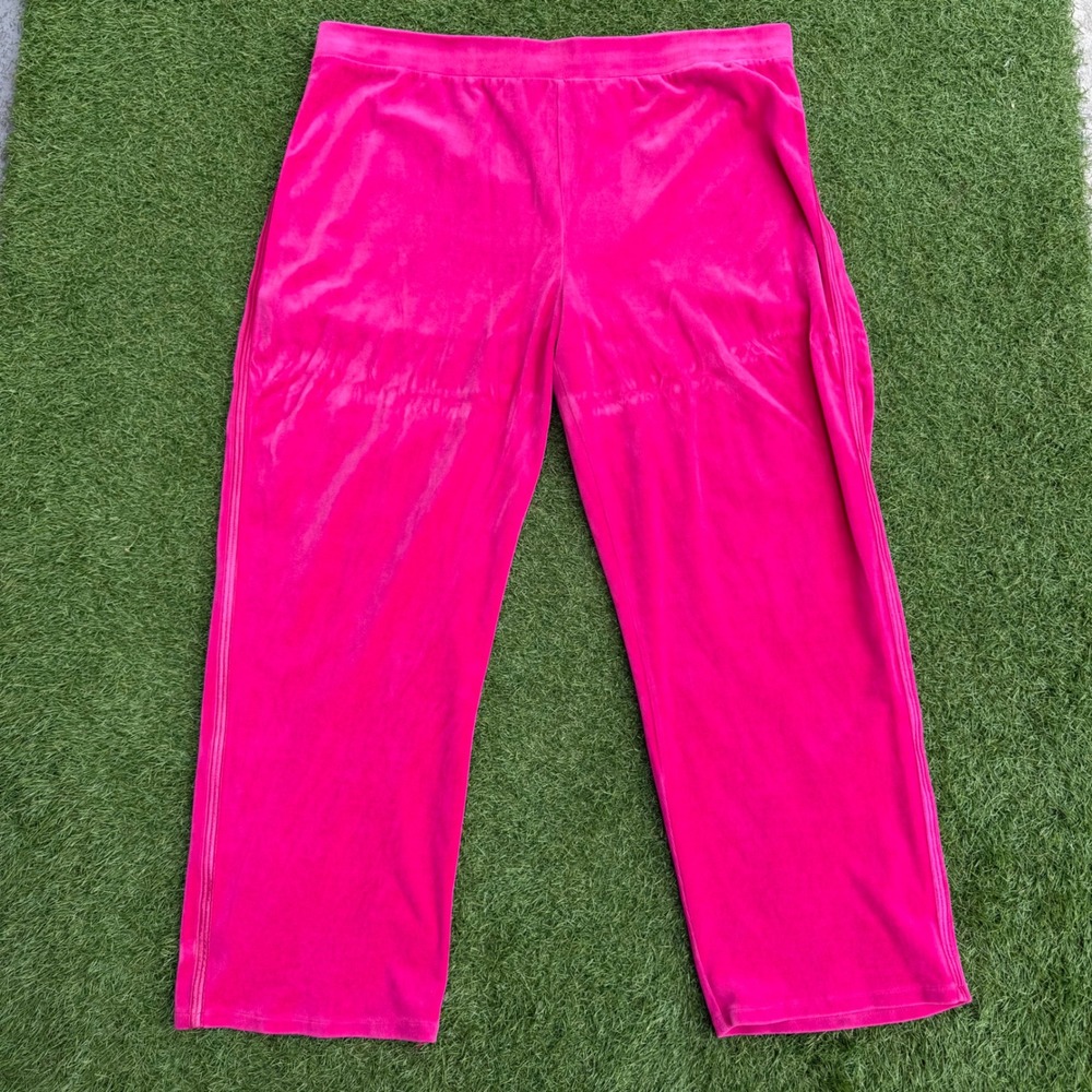 Vintage Y2K Just My Size Hot Pink Velvet Track Pants Womens 22W 24W Barbiecore‎